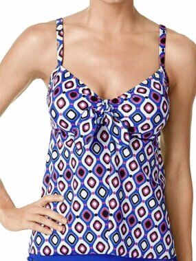 Swim Solutions Jewels Geo Print Tankini Top Women's Swimsuit Surf Beach 20